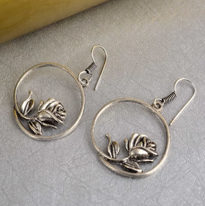 ต่างหูห้อยชุบเงินสเตอริงของผู้หญิง925ขายดีตุ้มหูดอกกุหลาบโบฮีเมียนน่ารักทำจากทองเหลืองสำหรับงานเลี้ยงงานแต่งงาน - Product Image 2