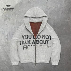 Última Tendencia, Sudadera con Capucha y Cremallera, 100% Algodón de Calidad, Clásica, Color Personalizado, Corte Holgado, Bordada, 340-460 Gsm, Manga Larga - Product Image 5