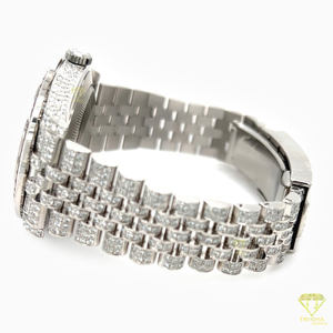 Cao Cấp Bezel Đá Bạc Màu Hồng Quay Số Moissanite Kim Cương Cổ Tay Xem Ngày Tính Năng Sang Trọng Cơ Khí Phong Trào Glass Ấn Độ Nhà Cung Cấp - Product Image 5