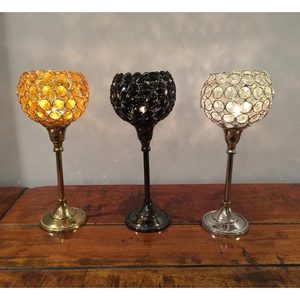 Bougeoir fait main en métal avec perles de cristal or et argent pour décoration de fête de mariage - Product Image 4