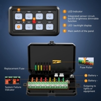 Panel de interruptores de luces todoterreno de 8 canales, kit de sistema de relés y fusibles de control de circuito de 12V, módulo de interruptores LED con atenuación automática de encendido/apagado para camión