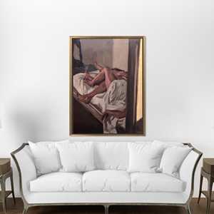 Embracing Kissing Couple Canvas Print - Elegant, Personalized Art,Gold <b>Framed</b> - Product Image 1