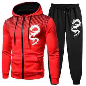 Ensemble de survêtement léger et respirant pour homme, 100 % coton, à capuche et fermeture éclair intégrale, séchage rapide, idéal pour le sport et la gym, grandes tailles, collection hiver - Product Image 2