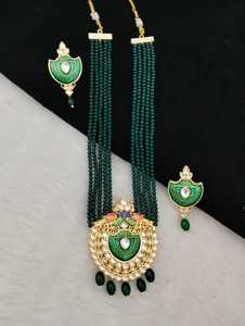 Juego de collar Kundan con motivo de pavo real inspirado en Rajasthani y Mughal de estilo étnico, diseño personalizable de latón pesado para pedidos a granel - Product Image 3