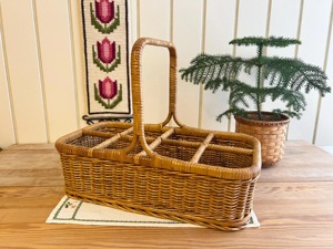 Vintage <b>Wicker</b> Rattan Eco-Friendly Handmade Storage <b>Baskets</b> Bottle <b>Basket</b> <b>Handle</b> Modern Multifunction Design Artex Green Earth - Product Image 1