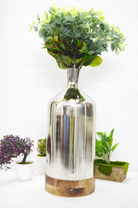 แจกันเคลือบผงพร้อมฐานฐานแท่นไม้แจกันดอกไม้สีขาวแจกันสไตล์คลาสสิกที่ดีที่สุดสำหรับบ้านหรูหรา - Product Image 4