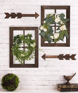 Decoración de pared de granja Marco de ventana Panel de madera con decoración de flechas arte de pared rústico para entradas sala de estar comedor - Product Image 2