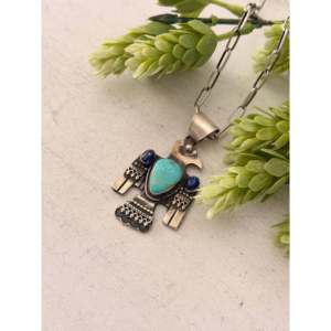 Pendentif Shawn Cayatineto Turquoise Thunderbird multi-pierres et argent sterling avec technologie d'incrustation à sertissage clos - Product Image 3