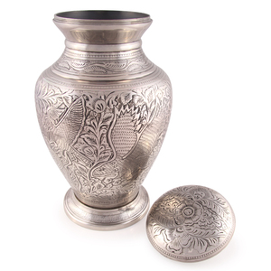 Urna de cremación de latón fundido para cenizas humanas, urnas para adultos hechas a mano antiguas de plata de la mejor calidad, urnas al por mayor, suministros funerarios - Product Image 2