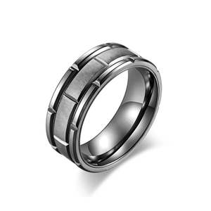 Jeulia <b>Black</b> <b>Titanium</b> Steel Men's Wedding Band-Trendy Fashionable Hiphop <b>Ring</b> - Product Image 2