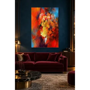 Fida Red Orange Abstract Flower Bouquet <b>Canvas</b> Print - Product Image 5