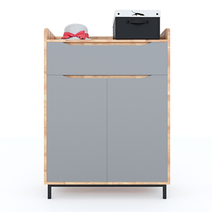 Meuble à chaussures au design minimaliste avec pieds en fer et tiroirs en bois de caoutchouc - Dimensions 80x35x110 (cm) - KG68031 - Product Image 2