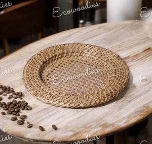 Handmade Elegant Bamboo Rattan Serving Tray <b>Wicker</b> Decorative Restaurant <b>Basket</b> and Table Decoration Handcrafted Tray - Product Image 2