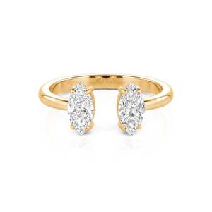 แหวนเปิดประดับเพชรทรงมาร์คีส์เคลือบทองคำสีกุหลาบสองเม็ดจาก Jeulia - Product Image 1