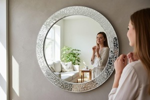 Horloge murale en miroir de mosaïque de luxe de qualité supérieure pour la décoration de la maison - Product Image 5