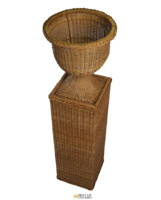 Grand pot de fleurs en céramique avec vase de table en bambou au design art déco pour plantes vertes d'intérieur pour la culture hydroponique à la maison Matt Glaze