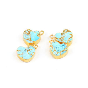 Vente en gros de pendentif en forme de cœur en cuivre turquoise Mohave boucle unique fabrication de bijoux en laiton connecteur pendentif à breloques en forme de cœur - Product Image 5