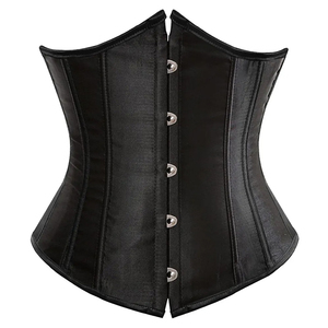 Vente en gros de Corset buste en satin de soie 100% pour femmes de haute qualité Double acier désossé respirant dentelle réglable Logo contrôle de la lumière - Product Image 5