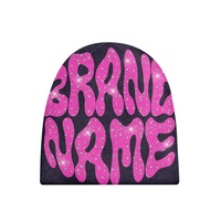 2025 RehexImpex Custom Y2K Bonnet Jacquard Gothique Bonnet en tricot d'hiver sans manchette de haute qualité avec Logo imprimé sur tout pour le voyage