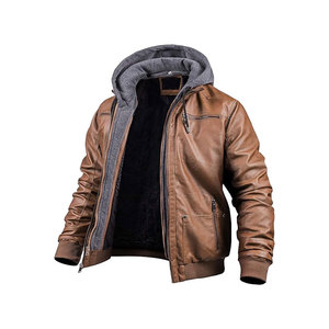 Men Leather <b>Jacket</b> Street Wear Men Leather <b>Jacket</b> Winter <b>Jacket</b> Solid Color - Product Image 6
