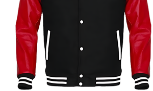 Veste universitaire de rue à prix abordable, fermeture à boutons sur le devant, ourlet côtelé, polyester et coton OEM, manches en cuir, toile - Product Image 4