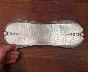 Bandeja DE SERVICIO DE Metal plateado martillado de lujo, decorativa, hecha a mano, decoración de boda para el hogar, bandejas de frutas de forma ovalada Nórdica - Product Image 3