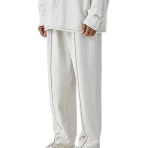 Pantalones de chándal de pierna ancha de rizo francés de mezcla de algodón GSM 380 personalizados al por mayor, pantalones de chándal holgados para hombre - Product Image 1