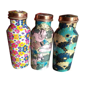 Bouteille d'eau en cuivre avec emballage personnalisé Bouteille d'eau en cuivre Feuilles de fleurs Drinkware Bouteille en gros - Product Image 4