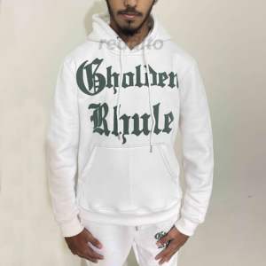 เสื้อฮู้ดผ้าฝ้าย100% สำหรับผู้ชายดีไซน์ใหม่เสื้อสเวตเตอร์ขนแกะนูนหนาพิมพ์โลโก้ฤดูหนาว - Product Image 1