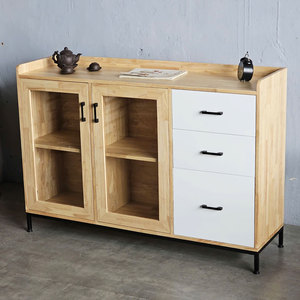 ตู้โชว์กระจกบานเปิดไม้ยางพารา 140x40x95 ซม. ลายไม้ ไม้จริง KTB68123 - Product Image 3