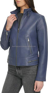 100% chaqueta de cuero genuino para mujer chaqueta de cuero blanco chaqueta de cuero de moda para mujer - Product Image 3