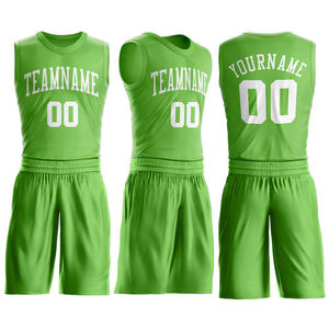 Ensemble d'uniformes de basket-ball personnalisés, col rond, sans manches, couleur verte, uniformes de basket-ball à séchage rapide, kits d'uniformes de basket-ball, nom de l'équipe, uniforme de basket-ball - Product Image 3