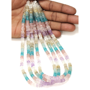 Cuentas Heishi de Alta Calidad con Forma de Neumático Facetado y Sombreado Estilo Jolly Beach, Collar de 15 Pulgadas con Cuentas Facetadas Multicolores Naturales AAA con Corte en Forma de Rueda - Product Image 2