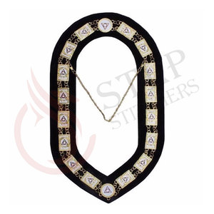 Collar de Cadena con Pedrería de los Caballeros Templarios, Dorado y Plateado sobre Negro, Regalia Ceremonial Premium - Product Image 2