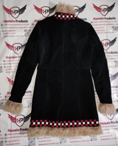 topshopย้อนยุคอัฟกานิสถานpenny laneเสื้อ70sหนังนิ่มยาวเสื้อtrim outerwearหนังนิ่มTrench Coatขนสัตว์Fauxจริงหนังนิ่มหนัง - Product Image 4