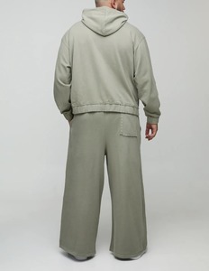 Conjunto Deportivo de 2 Piezas para Hombre, Sudadera con Capucha Lisa y Pantalones Deportivos Anchos con Múltiples Bolsillos, Estampado Personalizado, Felpa Francesa - Product Image 3