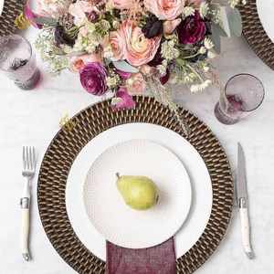 แผ่นเชือกถักหวายสำหรับตกแต่งโต๊ะจานชาร์จอาหารดีไซน์แบบดั้งเดิมทันสมัย - Product Image 5