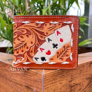 Cartera de cuero con dos pliegues de gran capacidad para hombre, billetera pequeña de cuero genuino, tarjeta de identificación de moneda en efectivo - Product Image 1