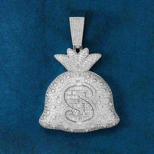Colgantes de Bolsa de Dinero Estilo Hip Hop de Plata 925 Chapada en Oro con Diamantes de Moissanita de Claridad VVS de Alta Demanda para un Estilo Urbano de Lujo - Product Image 1