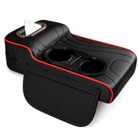 Boîte de rangement universelle de luxe en cuir pour accoudoir de voiture avec porte-gobelet et support de téléphone