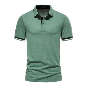 เสื้อโปโลใส่สบายสำหรับผู้ชายเสื้อผ้าฝ้ายระบายอากาศเข้ารูปลำลองสำหรับฤดูร้อน - Product Image 1