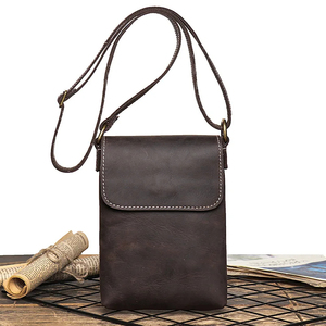 Wholesale New Crazy Horse Leather Crossbody <b>Small</b> Backpack Genuine Leather Shoulder <b>Bag</b> Fashion Simple Phone Purse For <b>Men</b> Women - Product Image 2