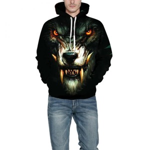Collection de sweats à capuche personnalisés de haute qualité Sublimation Men Hoodies mélange parfait de style confort et performance loup imprimé - Product Image 3