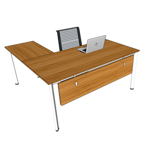 BFOB010-Simple Design <b>Bamboo</b> L-Shaped Computer <b>Table</b> 160x160cm with Adjustable and Extendable Iron Legs and Drawer - Product Image 3