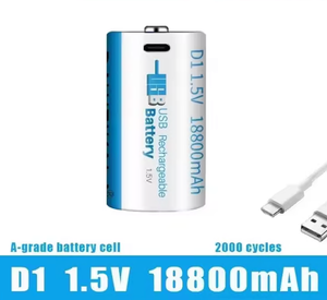1.5V 18800mAh <b>C</b>-Type USB <b>Rechargeable</b> D1 Lipo LR20 Lithium Polymer <b>Battery</b>-Fast Charging Via USB-<b>C</b> Cable - Product Image 6