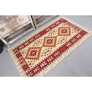 Alfombra Turca Vintage de 3.2x5.4 pies, Alfombra de Lana Roja con Puntos - Product Image 3