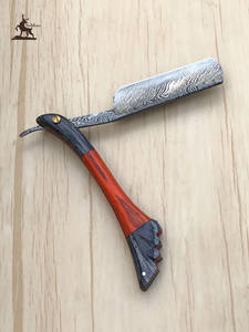 Maquinilla de afeitar de acero inoxidable con borde recto, mango de madera, cuchillo de afeitar plegable, producto OEM personalizable - Product Image 2