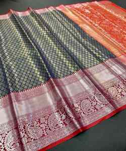 Saree filet de vêtement ethnique attrayant avec broderie Zari et travail de diamant pour les célébrations traditionnelles. - Product Image 2