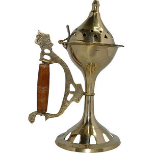 Brûleur d'encens en laiton avec manche en bois accessoires religieux en gros fournitures brûleur d'encens en laiton pour décor de Table d'hôtel à la maison - Product Image 2