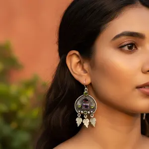 Boucles d'oreilles pendantes en argent 925 plaqué or, style vintage, pierres précieuses, bijoux de déclaration pour femmes, pour mariages, perles, diamants - Product Image 3